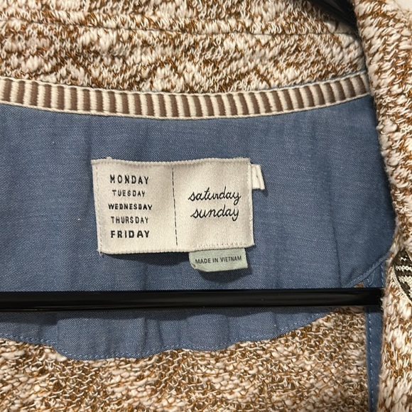 Saturday Sunday Anthropologie Patterned Cardigan Sweater Pockets 60% Cotton Sz S - Picture 2 of 4